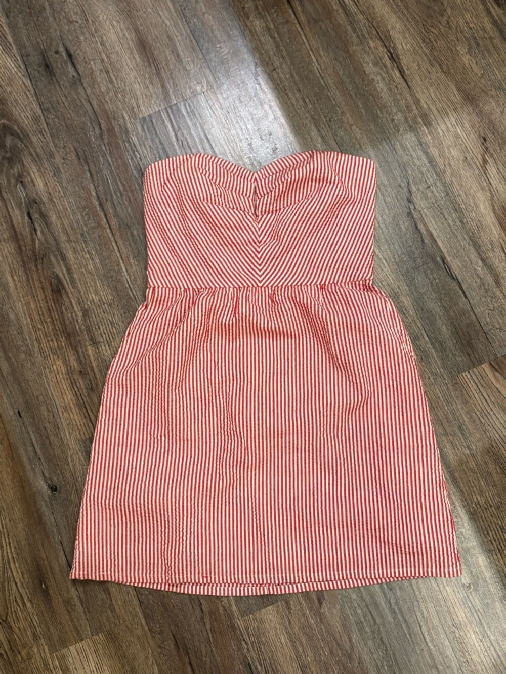 Judith March Red and White Striped Strapless Mini Dress